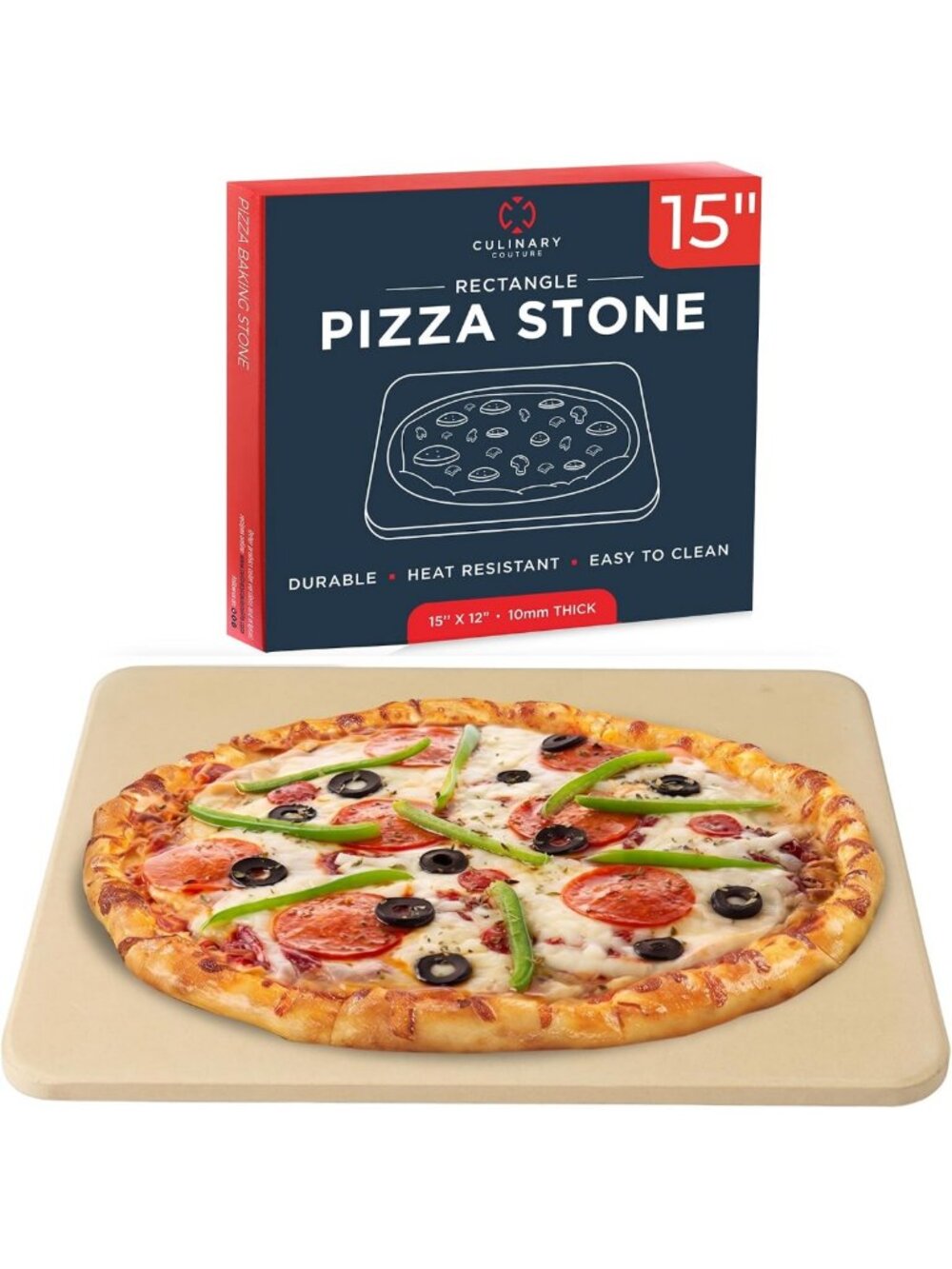 15x12 Inch Rectangular Pizza Stone for Oven & Grill - Perfect for Homemade